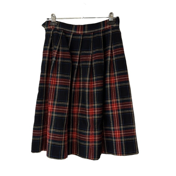 Nat Gordon | Vintage Wool Tartan Pleated Plaid Midi Skirt - Size Small - Picture 2 of 10